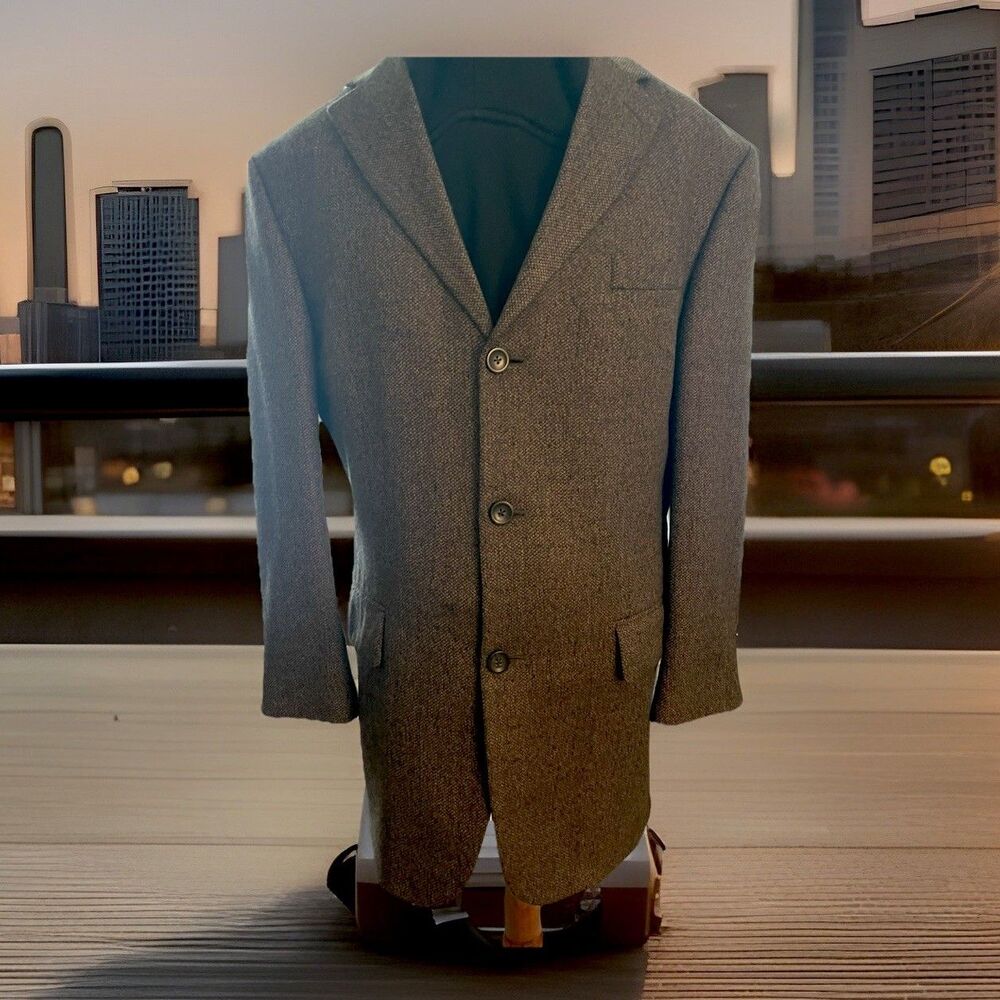 oscar de la renta blazer Brown Tweed Lambswool 42 R - 3 Button